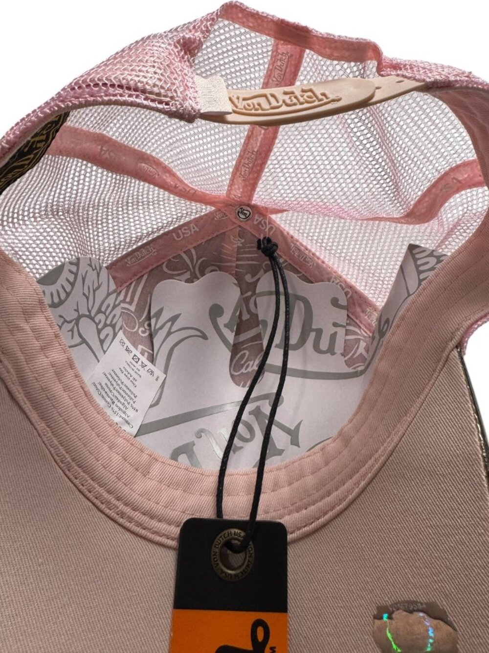 💗 NWT Von Dutch Pink Metallic Reflective Trucker Hat | Y2K McBling - Adjustable - Picture 7 of 7